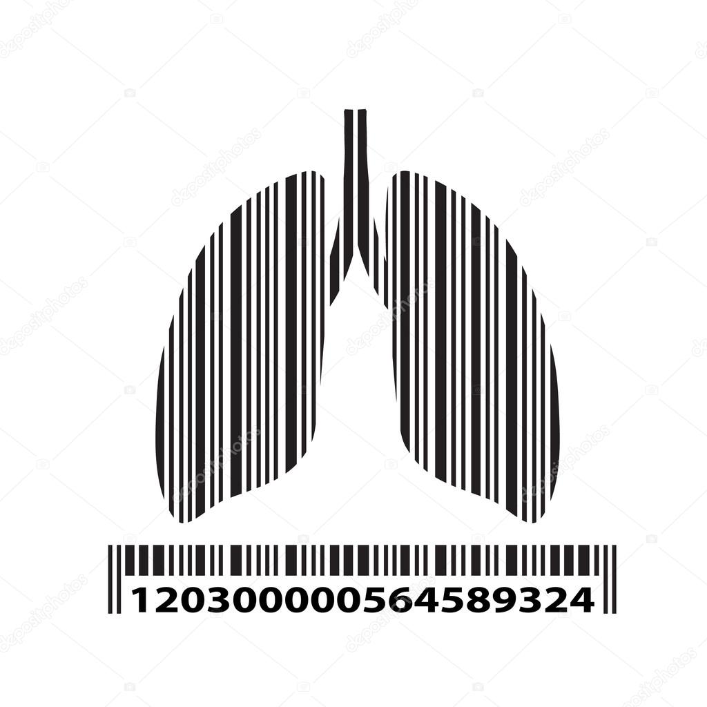 Lung as barcode, vector illustration.