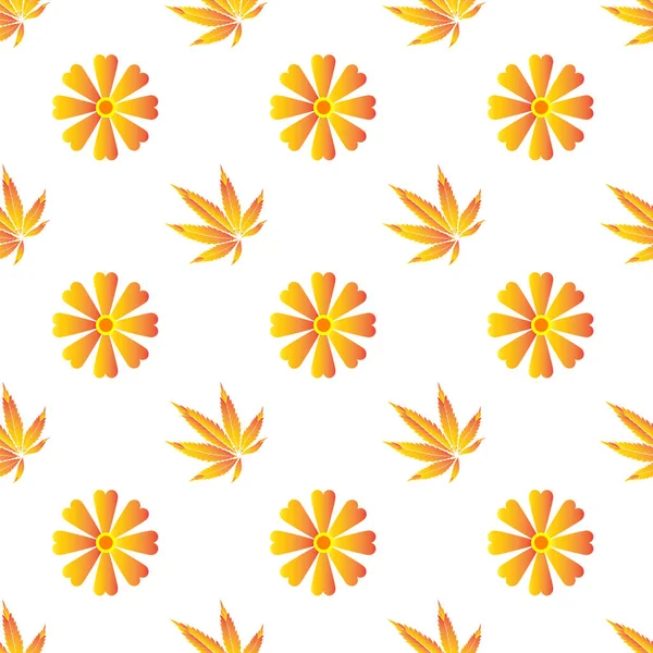 Marihuana Sans Couture Motif Fleurs Illustration Vectorielle — Image vectorielle