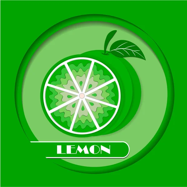 Fruta Limón Con Icono Hoja Póster Anuncio Volantes Vector Ilustración — Archivo Imágenes Vectoriales