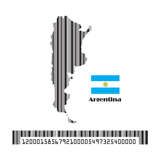Argentina Map Flag Made Bar Code Vector Illustration — 图库矢量图片