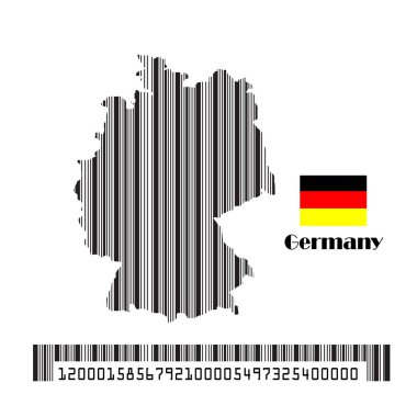 Almanya harita bayrağı barkod ve vektör illüstrasyonu yaptı.