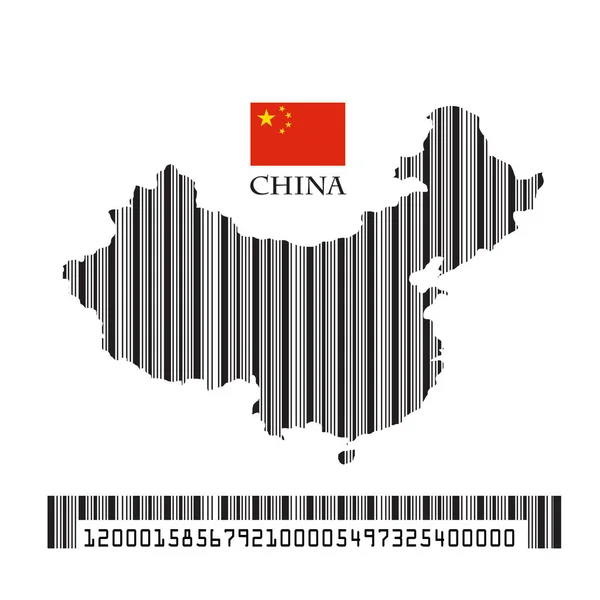 Флаг Китая Карта Штрих Кода Векторная Иллюстрация — стоковый вектор