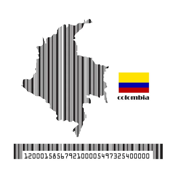 Kolumbia Térkép Zászló Készült Vonalkód Vektor Illusztráció — Stock Vector