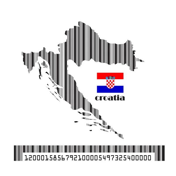 Флаг Хорватской Карты Штрих Код Векторная Иллюстрация — стоковый вектор
