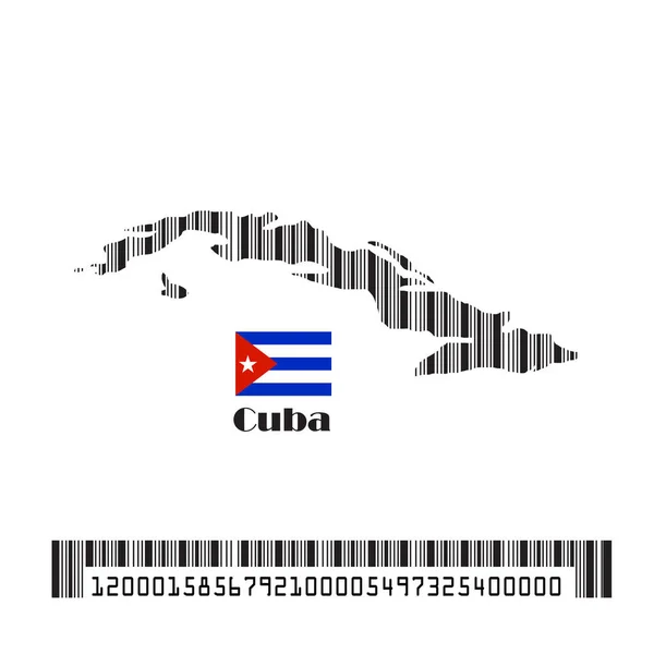 Mapa Cuba Bandera Hecha Código Barras Vector Ilustración — Archivo Imágenes Vectoriales