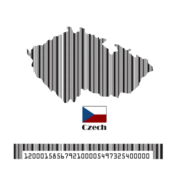 Carte Tchèque Drapeau Fait Code Barres Illustration Vectorielle — Image vectorielle