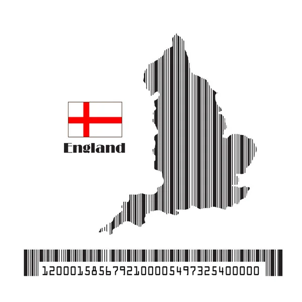 Флаг Англии Карте Штрих Код Векторная Иллюстрация — стоковый вектор