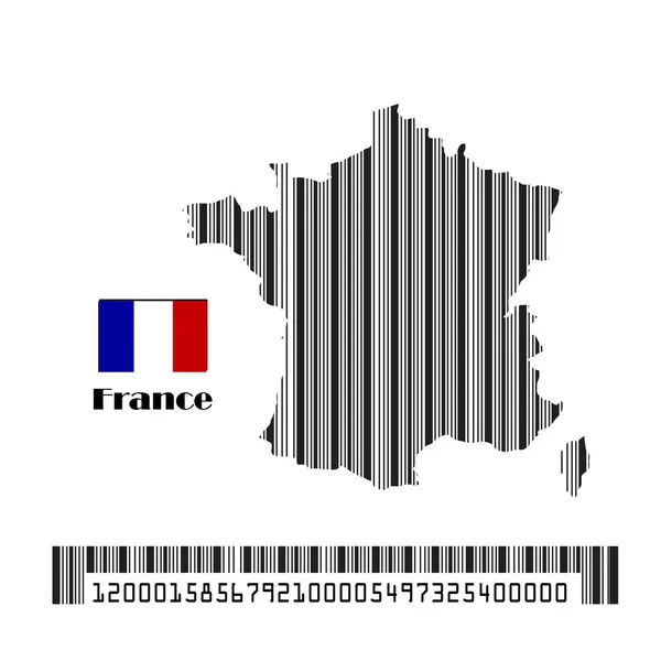 Mapa Francia Bandera Hecha Código Barras Ilustración Vectores — Vector de stock