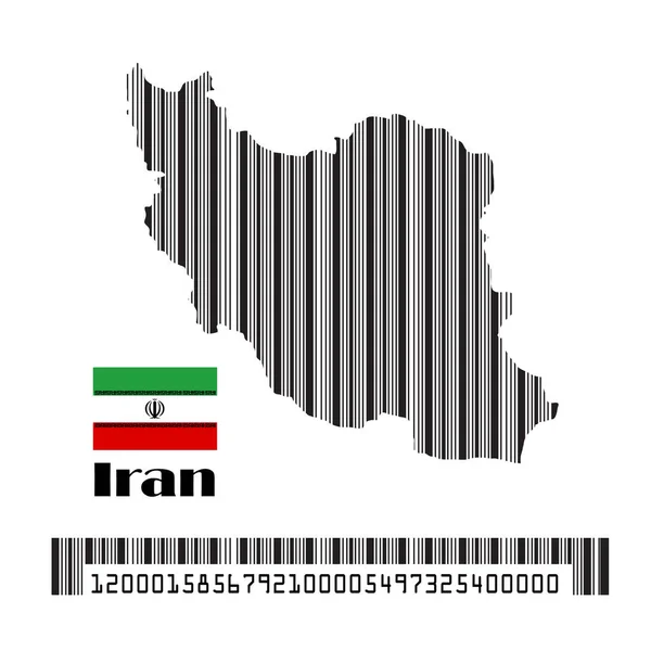 Iran Mappa Bandiera Fatta Codice Barre Illustrazione Vettoriale — Vettoriale Stock