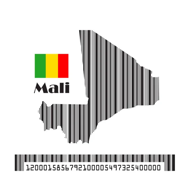 Mali Karta Flagga Gjort Streckkod Vektor Illustration — Stock vektor