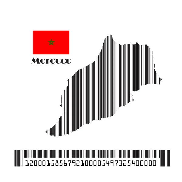 Marrocos Mapa Bandeira Feita Código Barras Ilustração Vetorial — Vetor de Stock