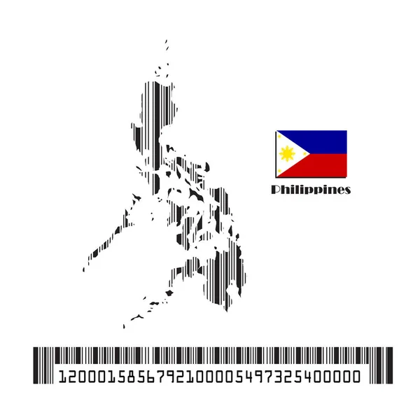 Mapa Filipinas Bandera Hecha Código Barras Ilustración Vectores — Vector de stock