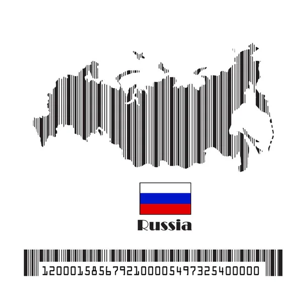 Russland Karte Flagge Aus Strichcode Vektorillustration — Stockvektor