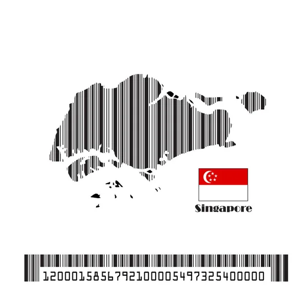 Singapore Map Flag Made Bar Code Vector Illustration — Stock Vector