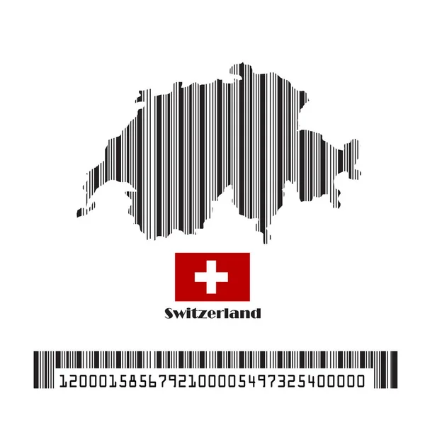 Switzerland Map Flag Made Bar Code Vector Illustration — Stock Vector