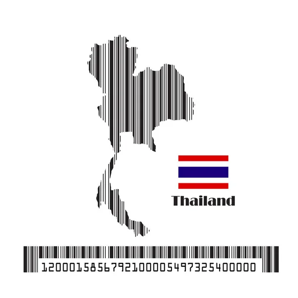 Thailandia Mappa Bandiera Fatta Codice Barre Illustrazione Vettoriale — Vettoriale Stock