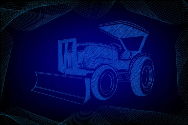 Silueta Del Tractor Sobre Fondo Color Azul — Archivo Imágenes Vectoriales