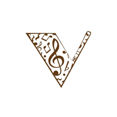 Soyut vektör alfabesi - müzik notalarından yapılan v - alfabe kümesi