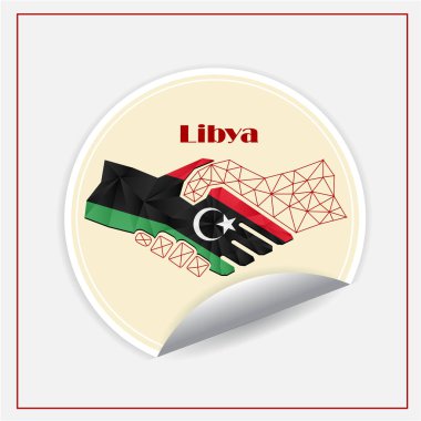 Libya bayrağından yapılan el sıkışma logosu
