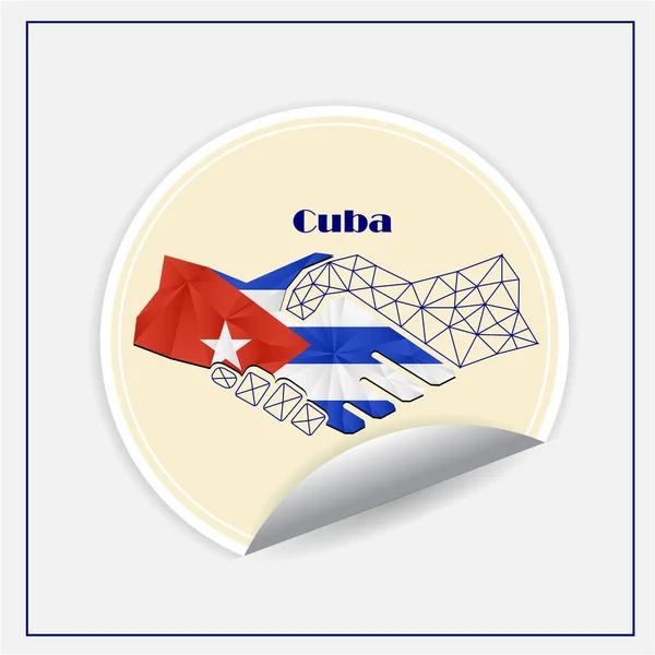 Logo Poignée Main Fabriqué Partir Drapeau Cuba — Image vectorielle