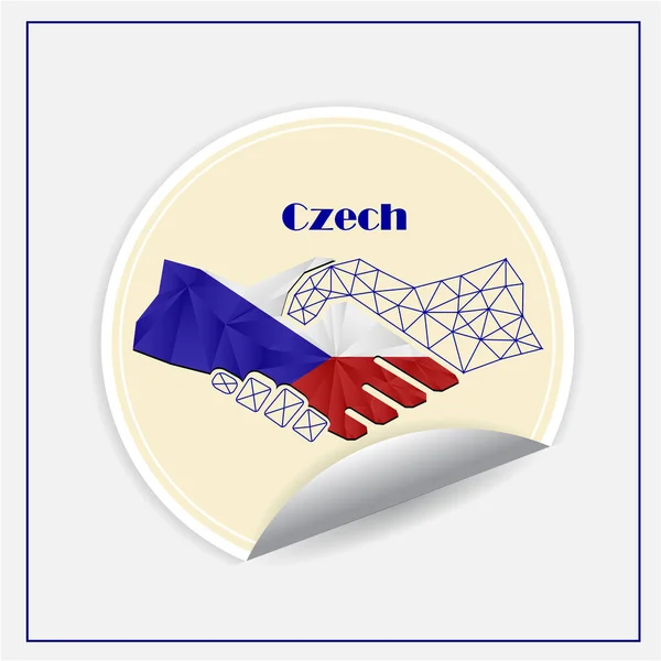 Handshake Logo Aus Der Flagge Der Tschechischen Republik — Stockvektor