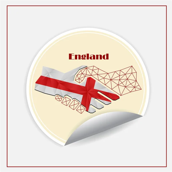 Logo Della Stretta Mano Fatto Dalla Bandiera England — Vettoriale Stock
