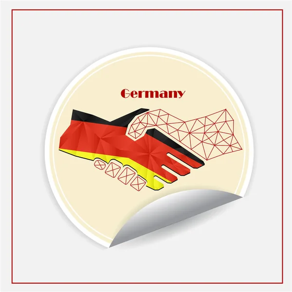 Logotipo Del Apretón Manos Hecho Bandera Alemania — Archivo Imágenes Vectoriales