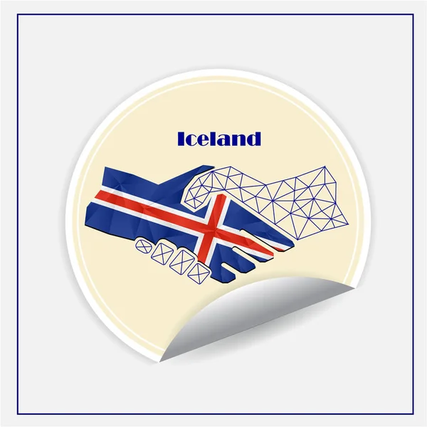 Logotipo Del Apretón Manos Hecho Bandera Islandia — Archivo Imágenes Vectoriales
