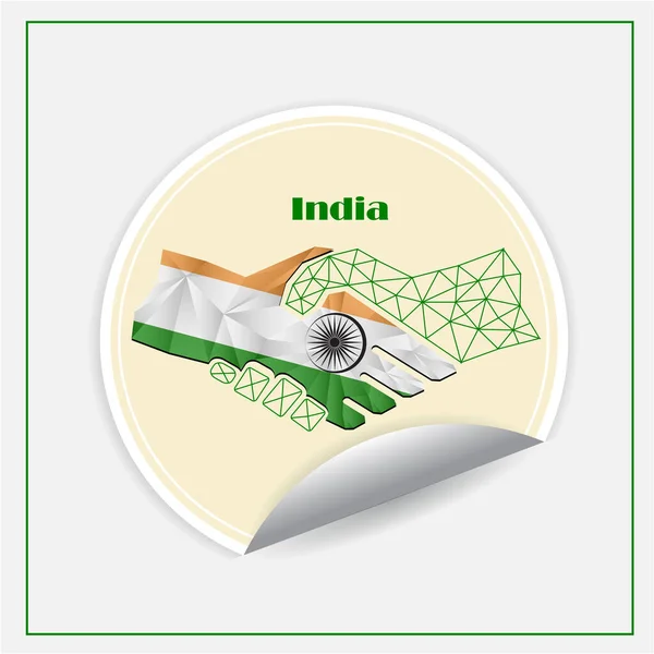 Logotipo Del Apretón Manos Hecho Bandera India — Archivo Imágenes Vectoriales