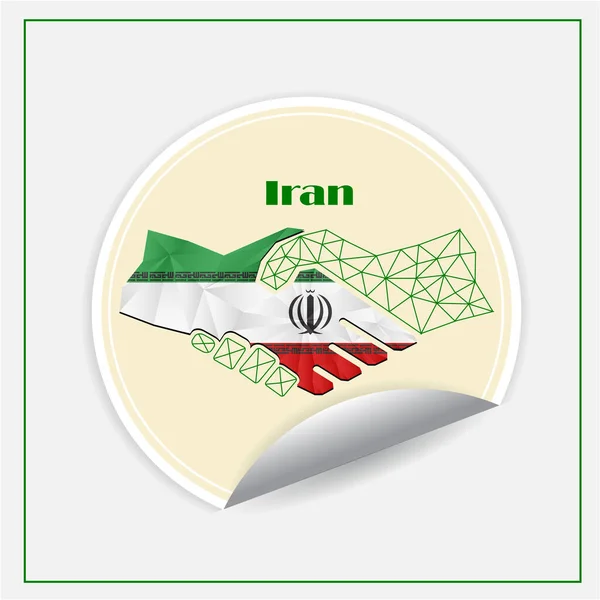 Logo Della Stretta Mano Fatto Dalla Bandiera Iran — Vettoriale Stock