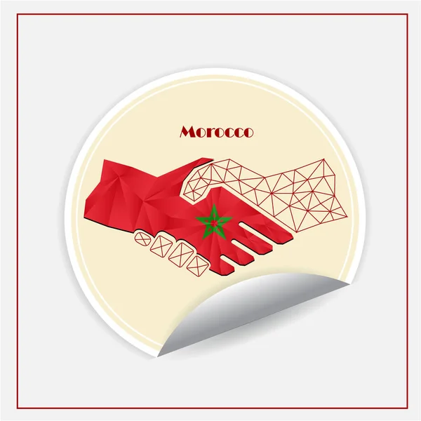 モロッコの国旗から作られた握手ロゴ — ストックベクタ