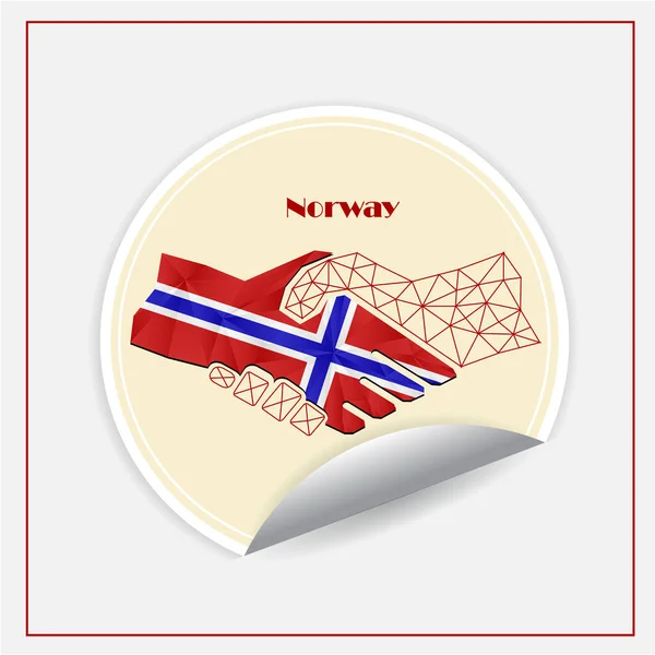 Logo Poignée Main Fabriqué Partir Drapeau Norvège — Image vectorielle
