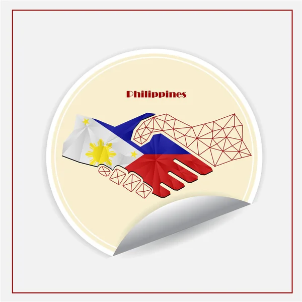 Logo Della Stretta Mano Fatto Dalla Bandiera Philippines — Vettoriale Stock