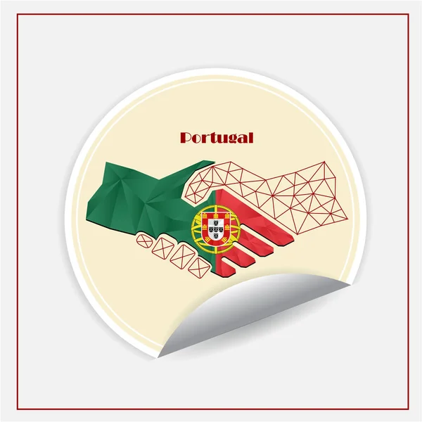 Logo Poignée Main Fabriqué Partir Drapeau Portugal — Image vectorielle