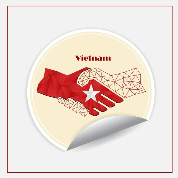 Handslag Logotyp Tillverkad Flaggan Vietnam — Stock vektor