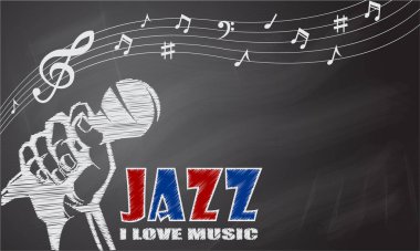 Bir caz festivali için vektör posteri mikrofonlu canlı müzik, vektör 10.