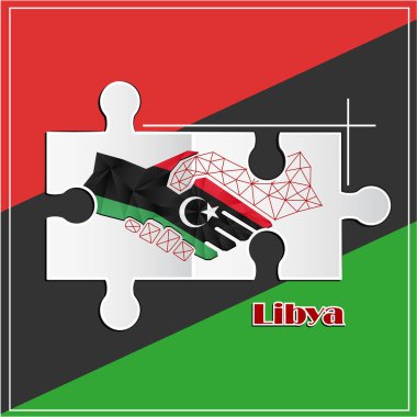 Libya bayrağından yapılan el sıkışma logosu