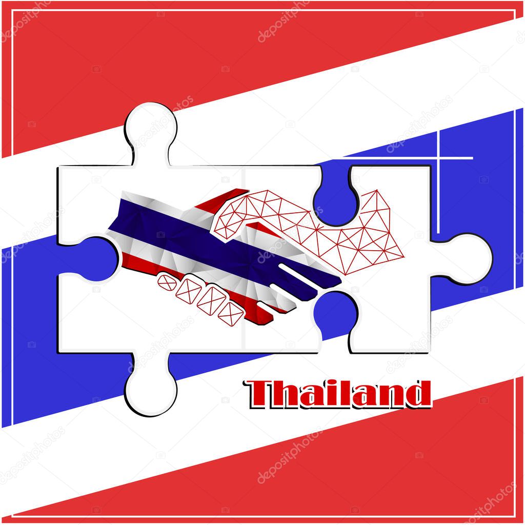 Handshake logo made from the flag of Thailand