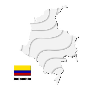 Beyaz arka planda Kolombiya haritası. vektör illüstrasyonu.