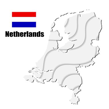 Beyaz arka planda Hollanda haritası. vektör illüstrasyonu.