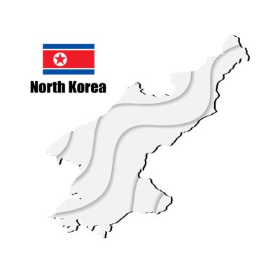 Beyaz arka planda Kuzey Kore haritası. vektör illüstrasyonu.