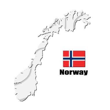 Beyaz arka planda Norveç haritası. vektör illüstrasyonu.