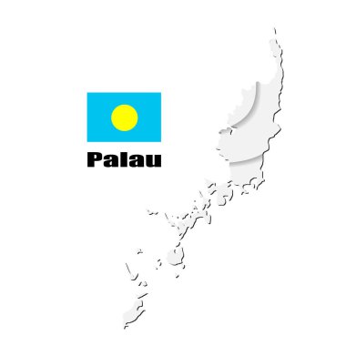 Beyaz arkaplanda Palau haritası. vektör illüstrasyonu.