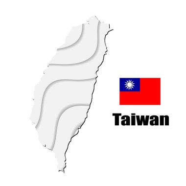 Beyaz arka planda Tayvan haritası. vektör illüstrasyonu.