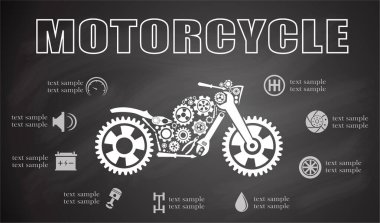 Motosiklet parçası bilgisi. Vektör illüstrasyonu