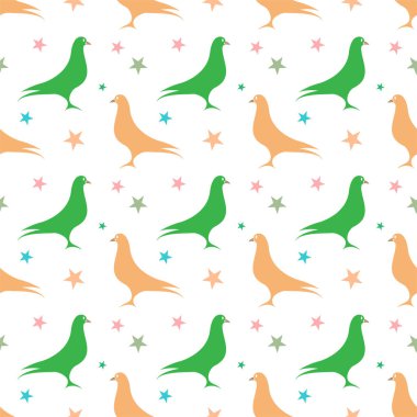 Kusursuz desenli kuş, vektör çizimi.
