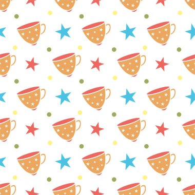 Kusursuz desenli bardak, vektör illüstrasyonu.