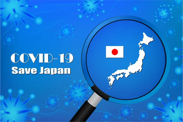 Gardez Japon Pour Arrêter Virus Signe Covid Cellules Virales Corona — Image vectorielle