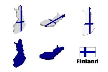 Finlandiya haritası beyaz arka planda. vektör illüstrasyonu.