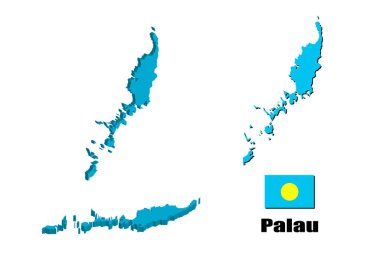 Beyaz arkaplanda Palau haritası. vektör illüstrasyonu.